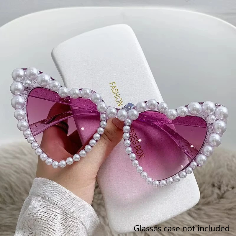 New In Luxury Fine Shimmering Love Pearl Sun Glasses Women 