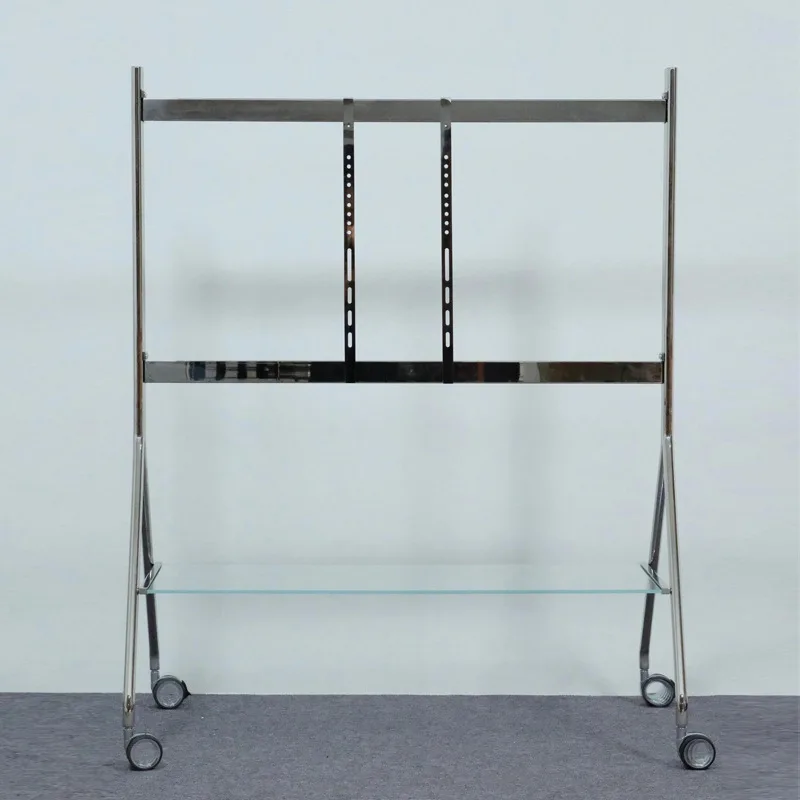 Living Room Home Monitor TV Mobile Bracket Metal Wheeled Universal Floor Hanger Home Storage Glass