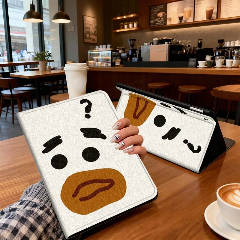 Lustige Emoji-Grafik für iPad Air Mini Pro 7, 6, 5, 9,7 11, 10,5 12,9, automatische Sleep/Wake-Tablet-Hülle