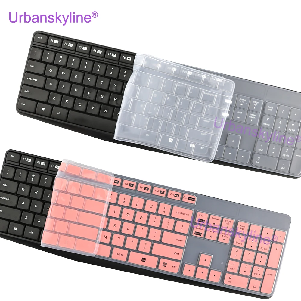 

Чехол для клавиатуры Logitech K235 MK235 MK315 K375s, беспроводной, прозрачный, черный, силиконовый защитный чехол