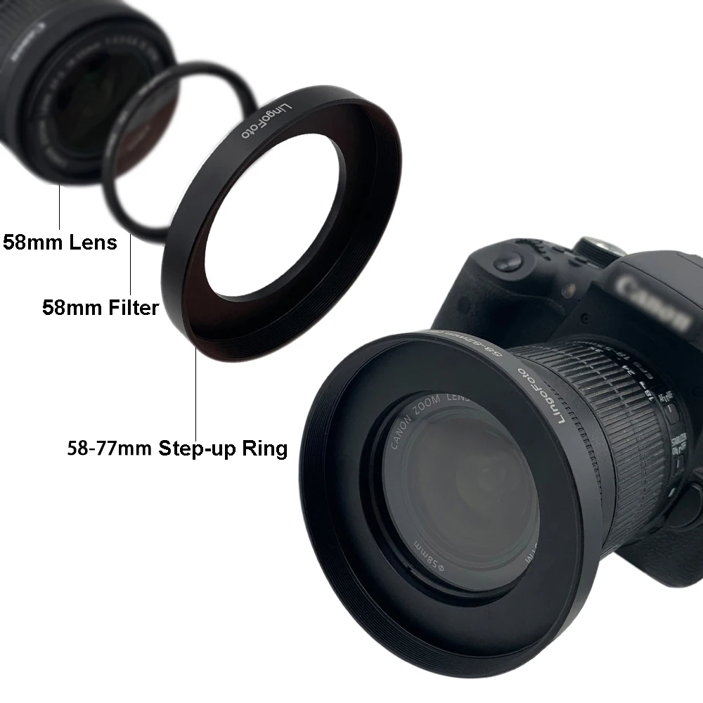 Metal Lens Cap 67-77/72-77/77-77/82-77mm (80mm O.D.) Matte Box Filter Adapter Step Up Front Ring