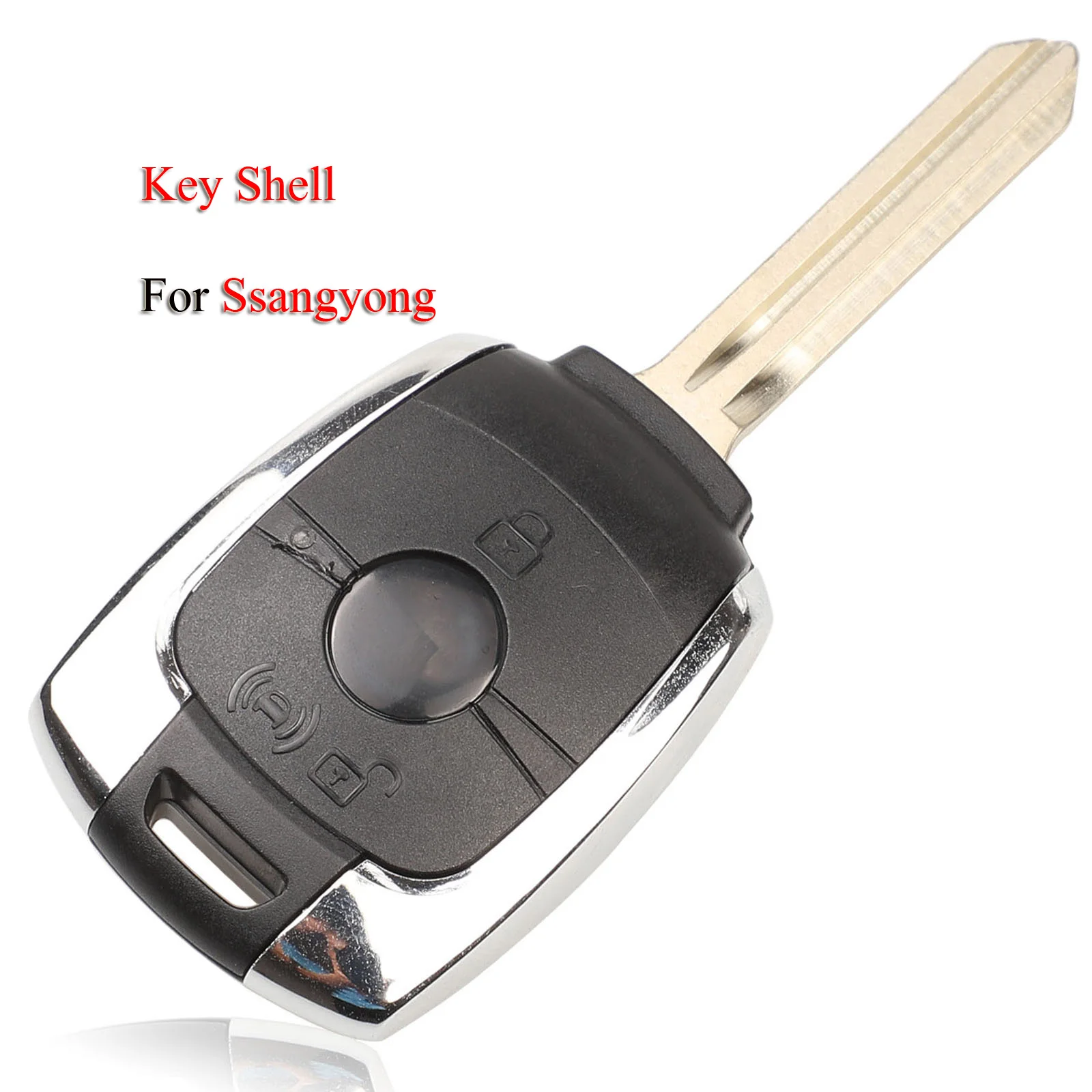 

jingyuqin Car Key Shell For Ssangyong Actyon Kyron Rexton Korando 2Buttons With Uncut Blade Blank Remote Case Cover Replacement