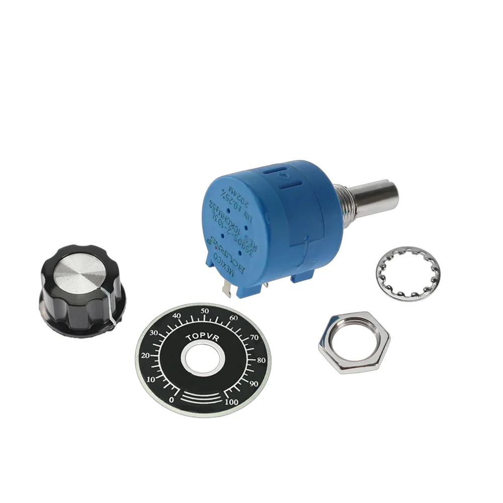 1 Set Multiturn Potentiometer 3590S Potentiometers Adjustable Resistor 10K 200 500 1K 2K 5K 20K 50K 100K Ohm with MF-A03 Knob