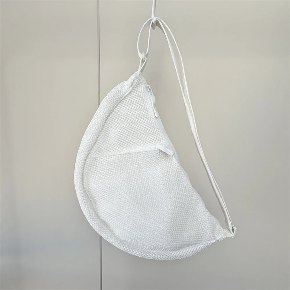 Casual Korean Style Nylon Mesh Crossbody Bag Fashionable Adjustable Dumpling Bag Solid Color Lightweight Shoulder Bag Girls