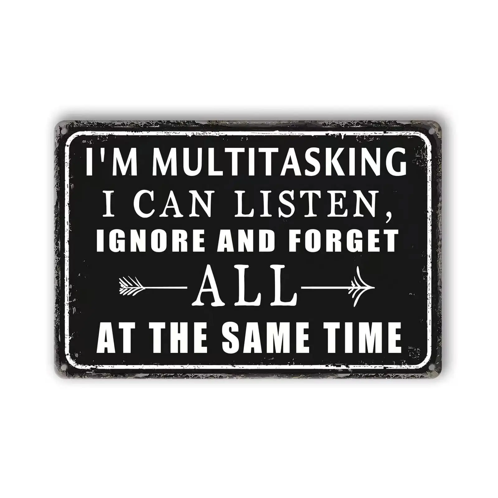 Funny Metal Tin Signs Vintage Garage Wall Decor For Men Work Office Desk Accessories I'M Multitasking I Can Listen Ignore An
