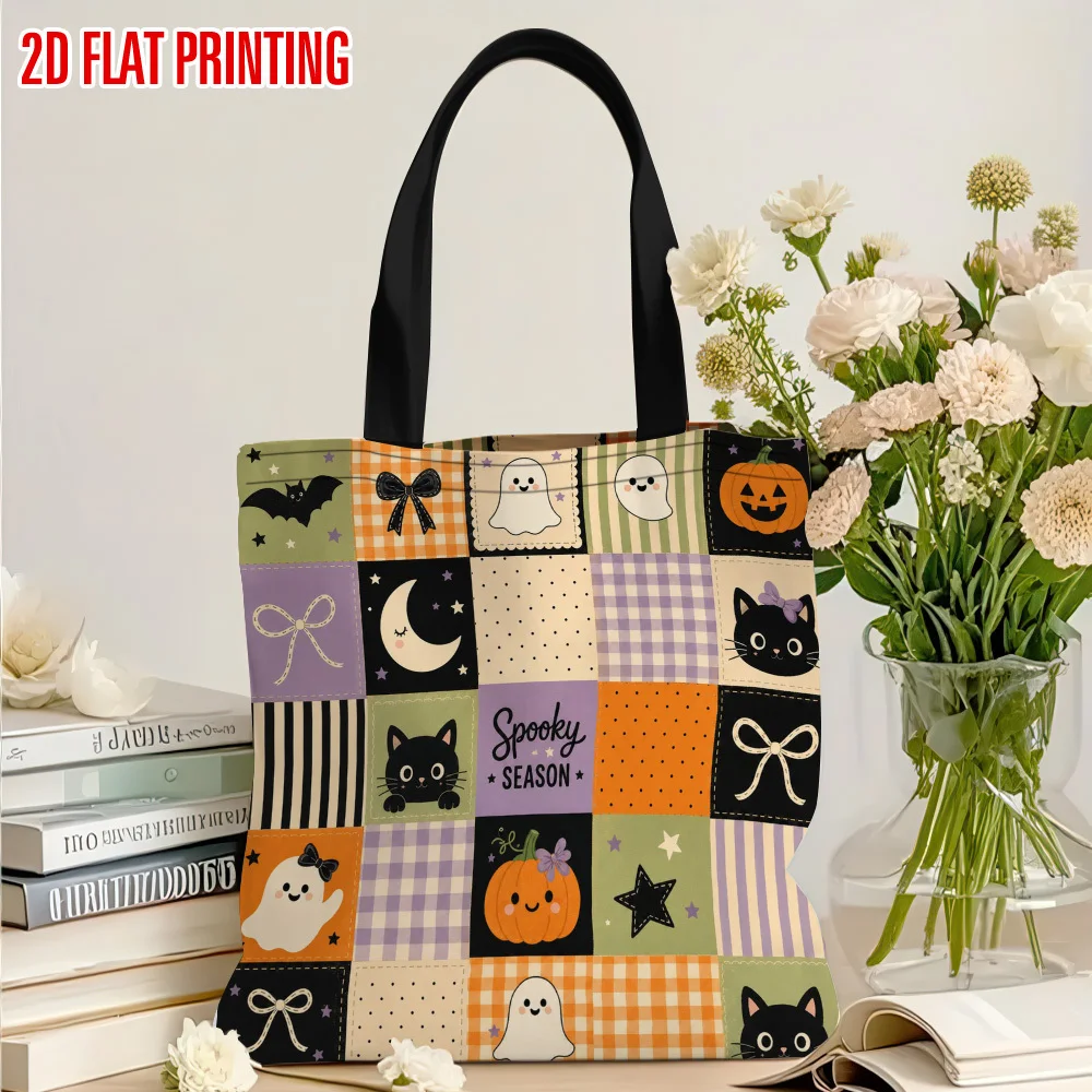 1pc 1pcs Women' & Men' Spooky Season Tote Bag Durable Patch Print Suitable for Shopping, Gym, Everyday Use Shoulder Bag Handbag