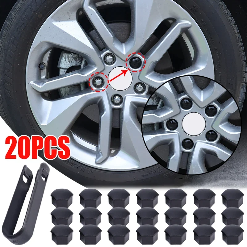 20pcs Car Wheel Nut Protective Caps for Tesla 3/Y/X/S Tyre Hub Screw Protection Glossy/Frosting Decoration Cap with Black Clip