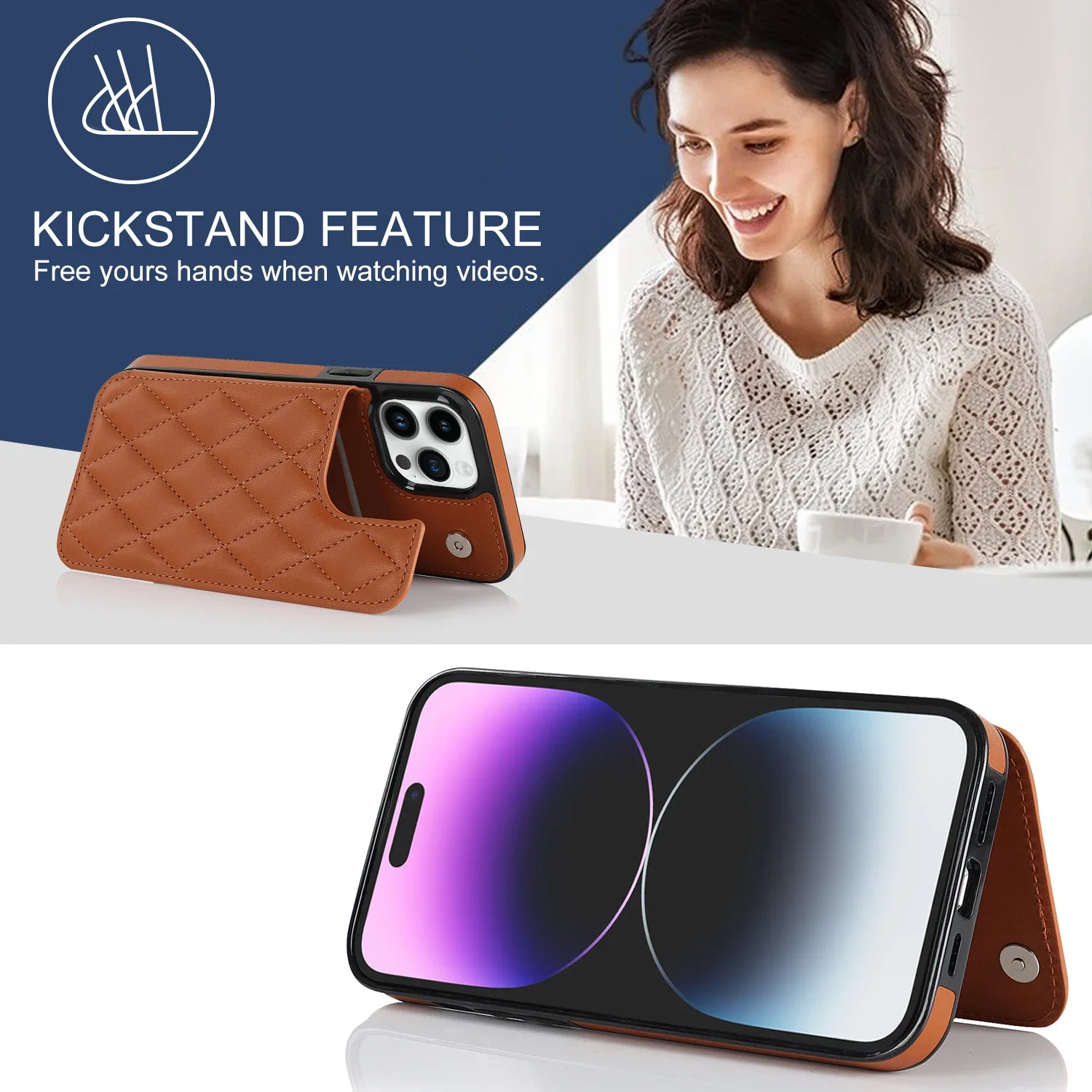 Leather Rhombic Grid Pattern Cover for For IPhone 16 15 14 13 12 Mini 11 Pro Max XR 7 8 Plus Card Slots Holder Purse Phone Case