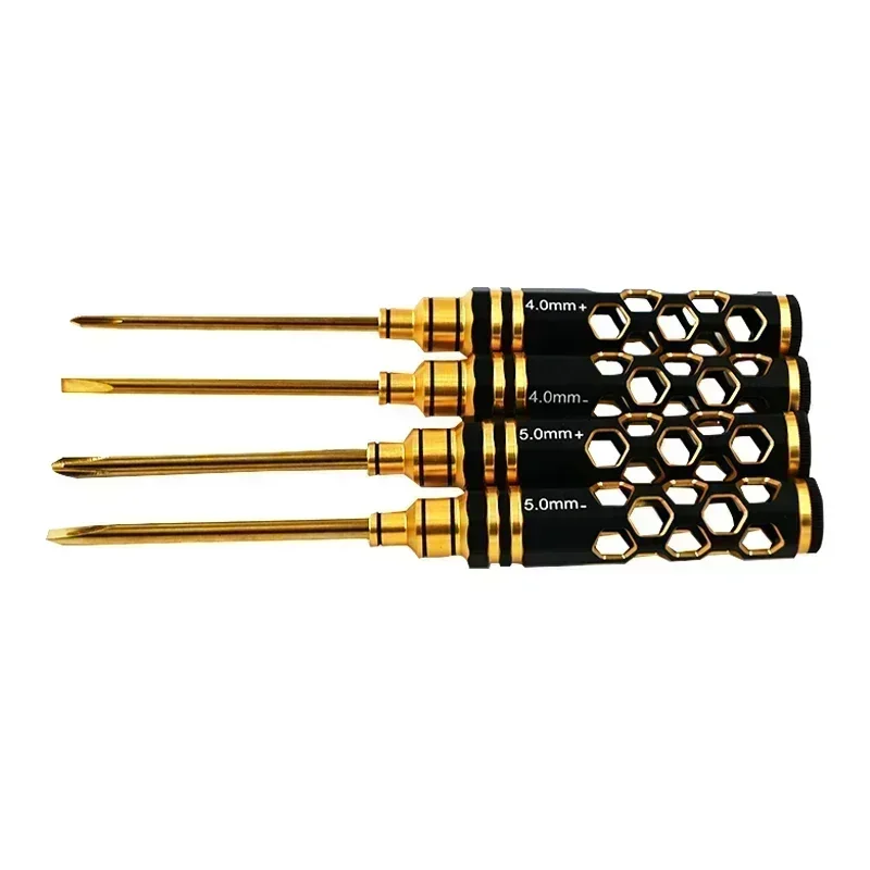 ไขควงแฉก 4/5 มม. ไขควงปากแบน 4/5 มม. ด้ามจับอะลูมิเนียมอัลลอยด์กันลื่น ชุดเครื่องมือประแจสำหรับเฮลิคอปเตอร์บังคับวิทยุ