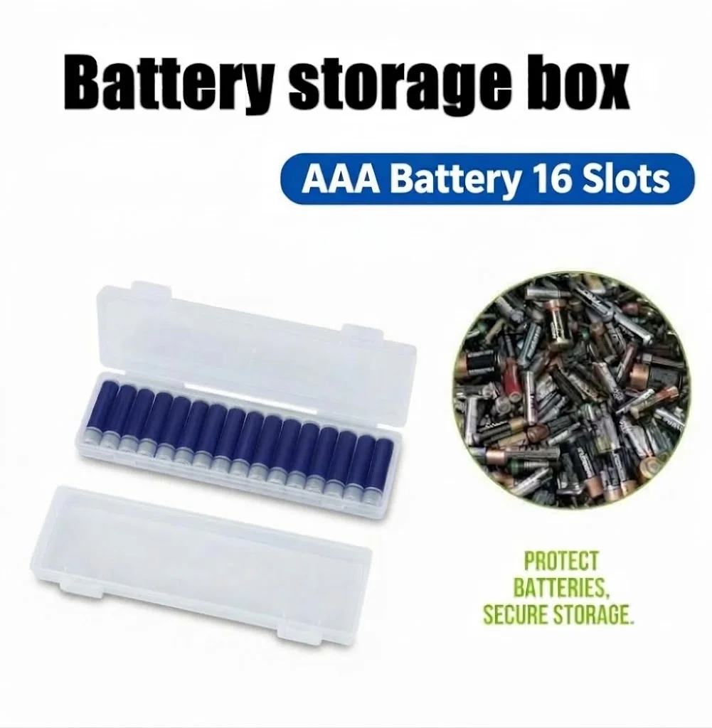 2PCS 16 Slot Clear AAA Battery Storage Case Portable Plastic Battery Organizer Box Hard Protective Holder Container Shell