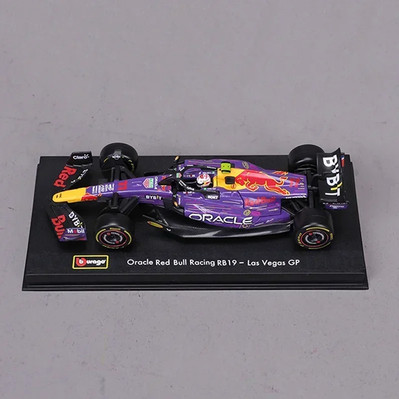 Bburago F1 Red Bull Racing Modèle de voiture l'inventaire en alliage moulé sous pression, version Las Vegas, jouets de course, cadeau de Noël, nouveau produit, 1:43, 2024, Rb19