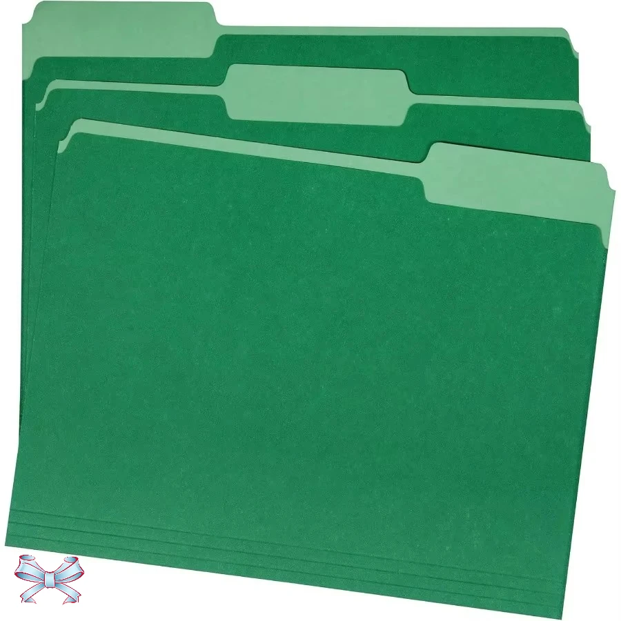 Vibrant Green 1/3-Cut Tab Folders Letter Size, 36-Pack for Office Organization & File Sorting, Home or School Use