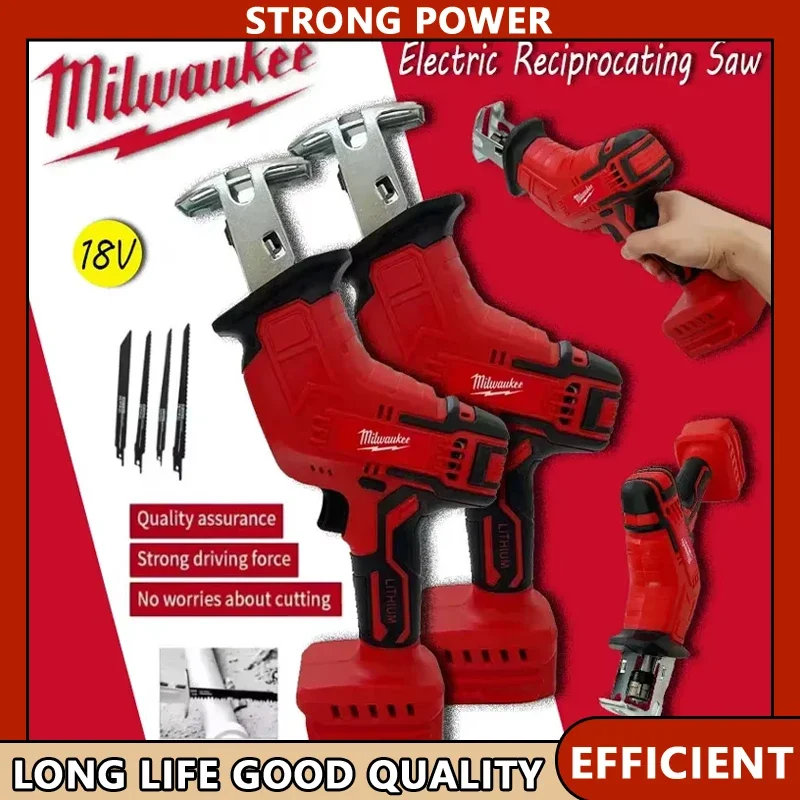

Аккумуляторная электрическая сабельная пила Milwaukee для резки дерева, металла, труб, 18 В, аккумулятор, совместимый электроинструмент
