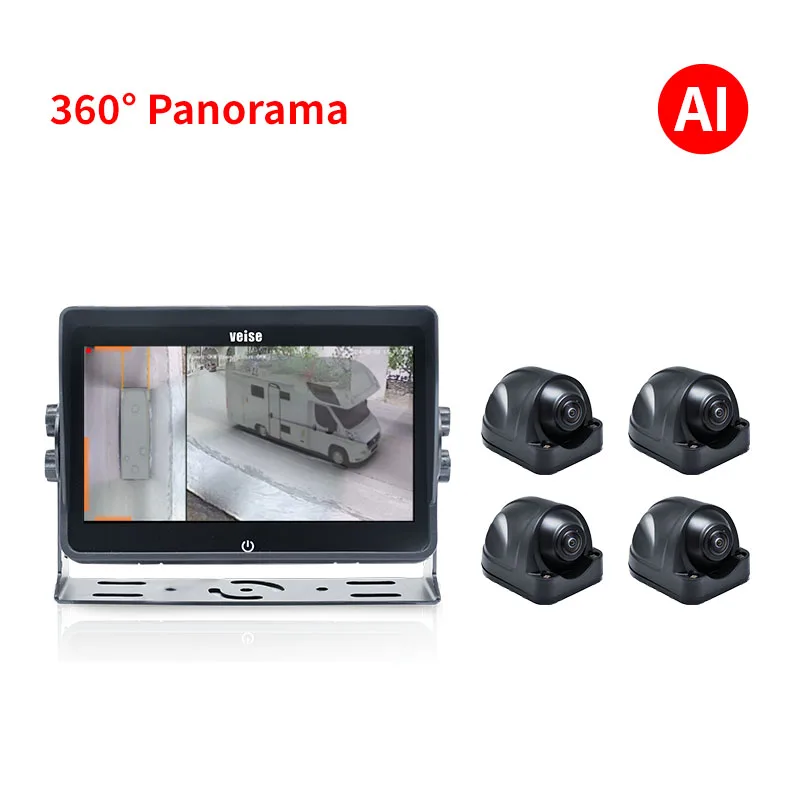 

1080P 4CH 360 Bird View Truck Backup Camera System Bus Truck 360 Panorama Camera ADAS Recording GPS Optional With Touch Display