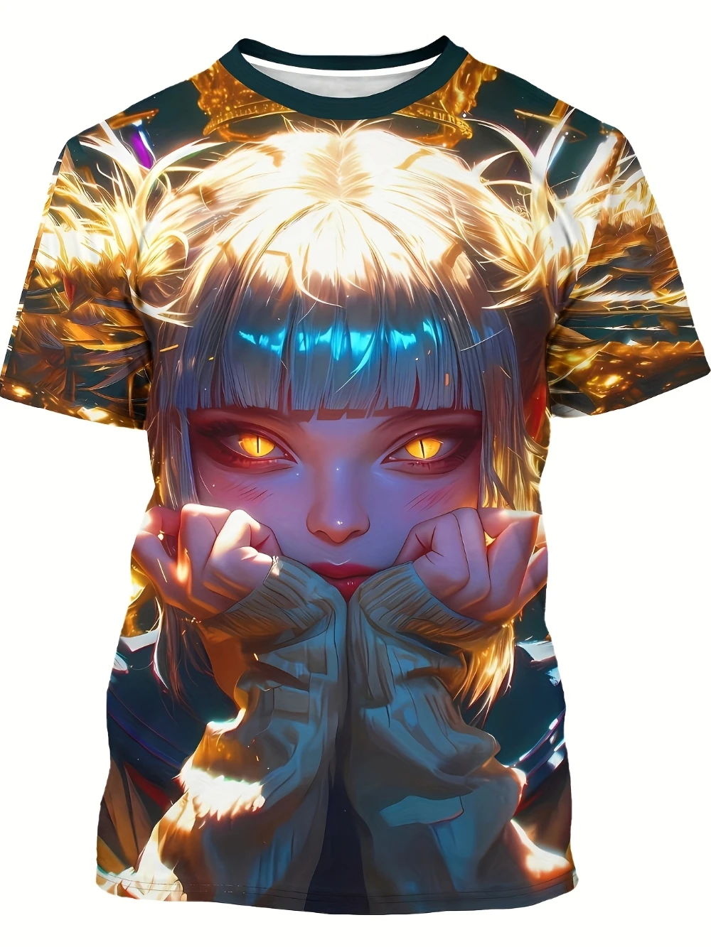 

3D Animation Girl Printed T-shirt Casual Round Neck Short-sleeved Micro-elastic Fabric Top Breathable Wear Unisex Can Be Worn