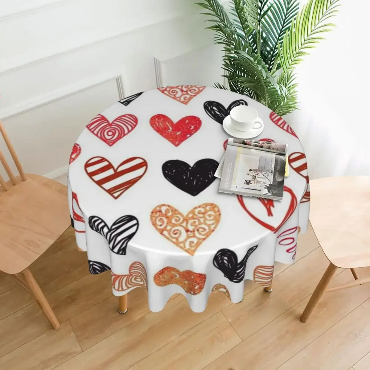 Mantel redondo del Día de San Valentín, mantel de protección de amor de dibujos animados, cubierta de mesa gráfica para eventos elegantes, fiesta de Navidad