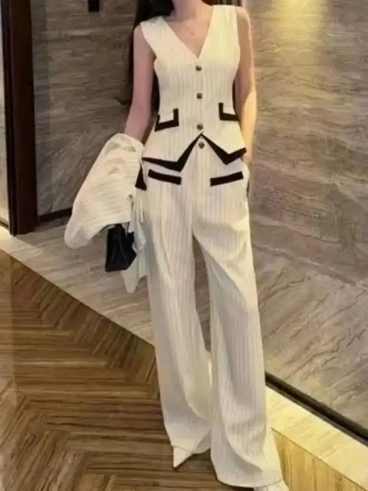 BJTZ 2025 Nieuwe Lente En Herfst Mode Temperament Single Breasted Jasje Hoge Taille Broek Set Voor Vrouwen