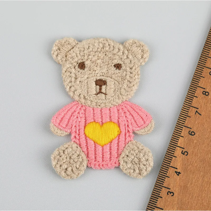 10 Stück 4,8*6,5cm Cartoon-Stickerei-Bären-Applikationen für DIY-Kopfbedeckungen, Haarspangen, Bastelarbeiten, Dekoration, Kleidung, Aufnäher, Accessoires – Detail 2
