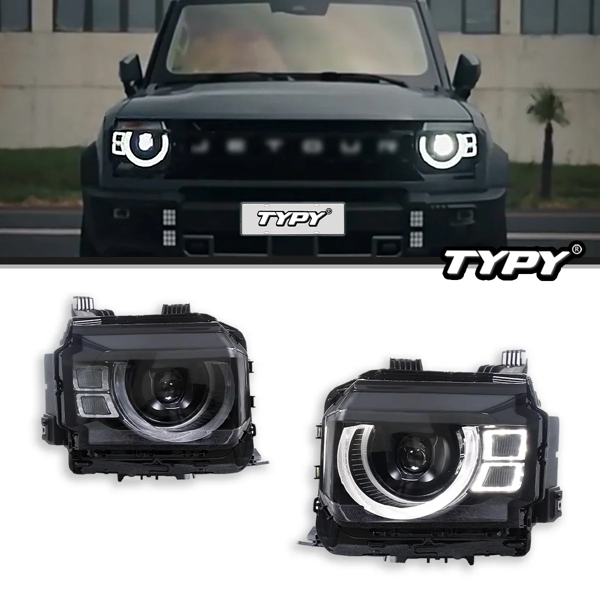 نوع أضواء السيارة ل Jetour Traveler T2 المصباح 2023-2025 LED Projetor رئيس مصباح النهار تشغيل ضوء اكسسوارات السيارات
