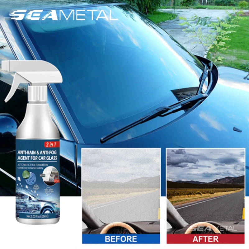 SEAMETAL 60ML Anti-Rain & Anti-Fog Coating Agent Auto Window Hydrophobic Agent Anti Fog Spray Defogger for Car Windshield Glass