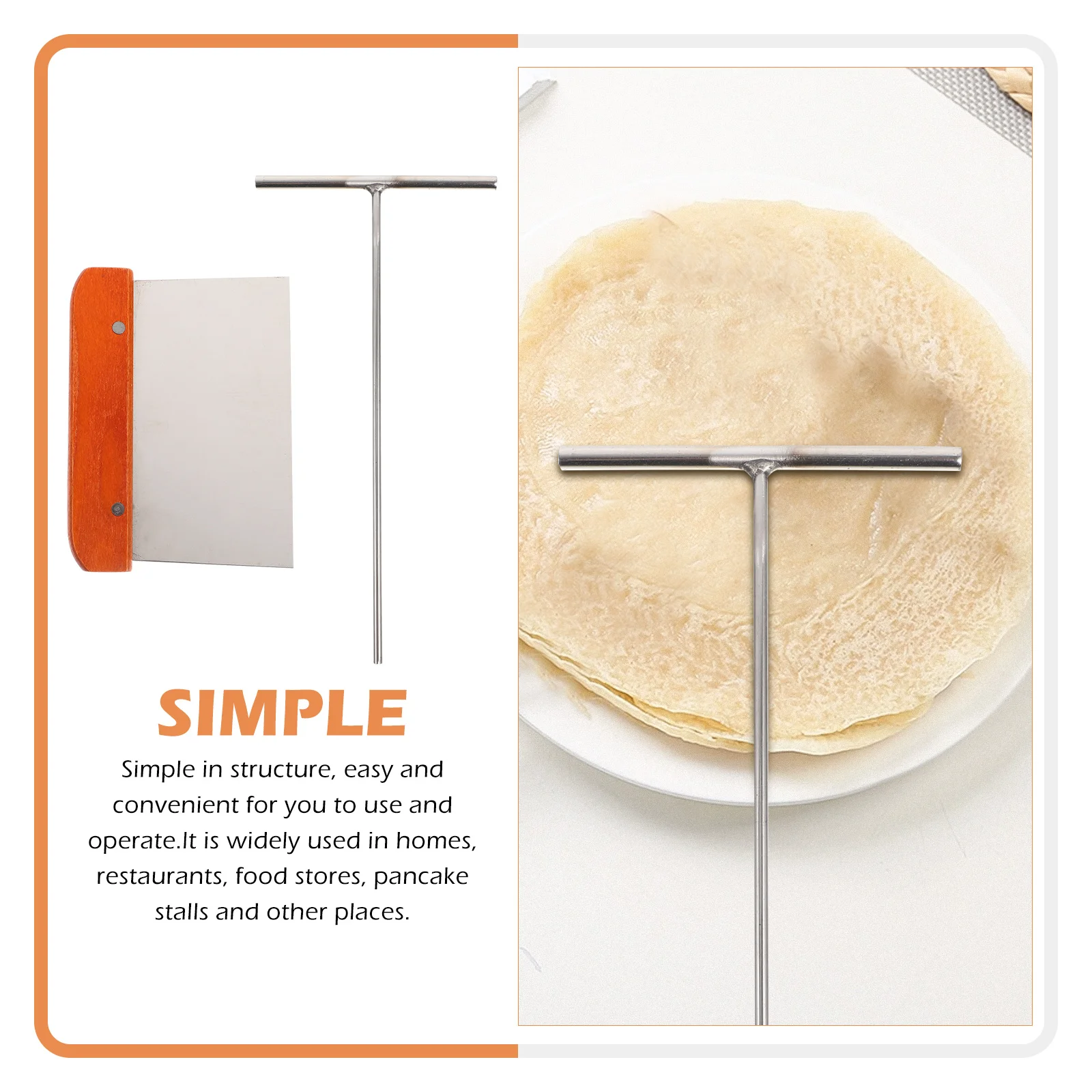

1 set 1 Set Pancake Maker Kit Simple Design Easy To Use Home Restaurant Kitchen Crepe Spreader Spatula Tool Household Cooking