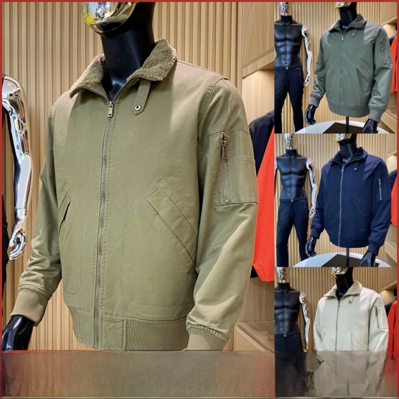 

Retro Sle Thiened Lamb Fur Men's Jaet Classic 942 Tank Coat Warm Autumn Winter Heavy Waed Outerwear Youth Faion