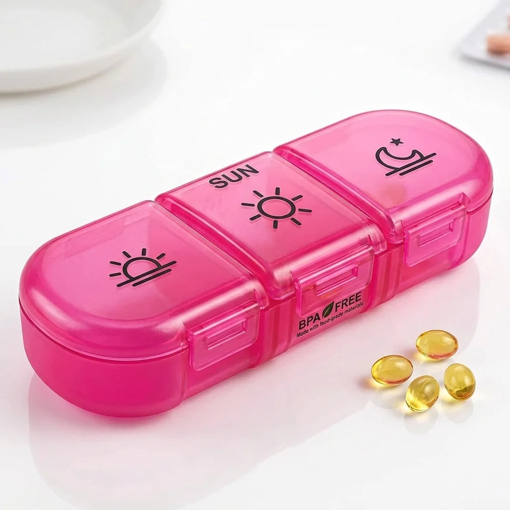 Weekly Pill Organizer 3 Times a Day, Compact Pill Box 7 Day with Roomy Pill Case and Sturdy Design for Managing Your Vitamins