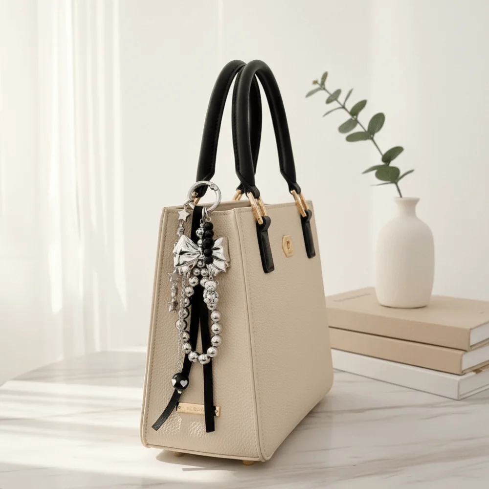 Elegant Delicate Beaded Bowknot Star Keychain Y2K handmade Bag Pendant Metal bow Keychain Pendant Women