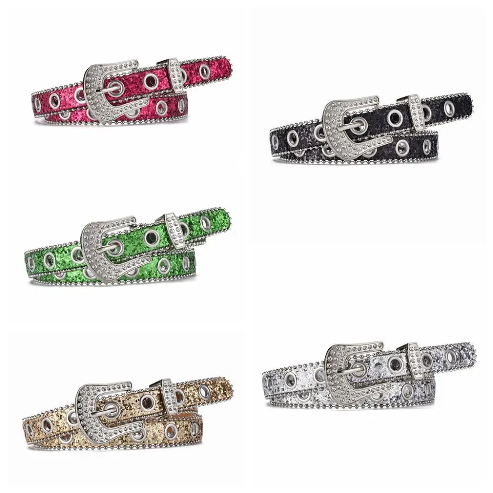 Metal Buckle PU Leather Belt Crystal Wide Side Y2k Jeans Decoration Trouser Decor Waistband Decor Rhinestone Waist Belt