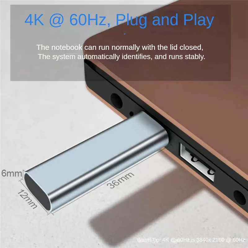 USB Type-C 가상 디스플레이 어댑터 DDC EDID 더미 플러그 헤드리스 고스트 디스플레이 에뮬레이터 더미 로드 4K@60Hz-ABWO