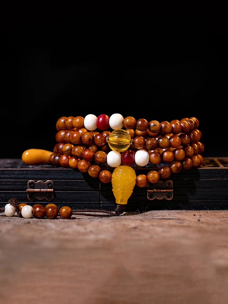 Natural Bone 108 Buddhist Beads Return Old Bone Prayer Beads Tibetan Style Ethnic Wind Bracelet For Women And Men