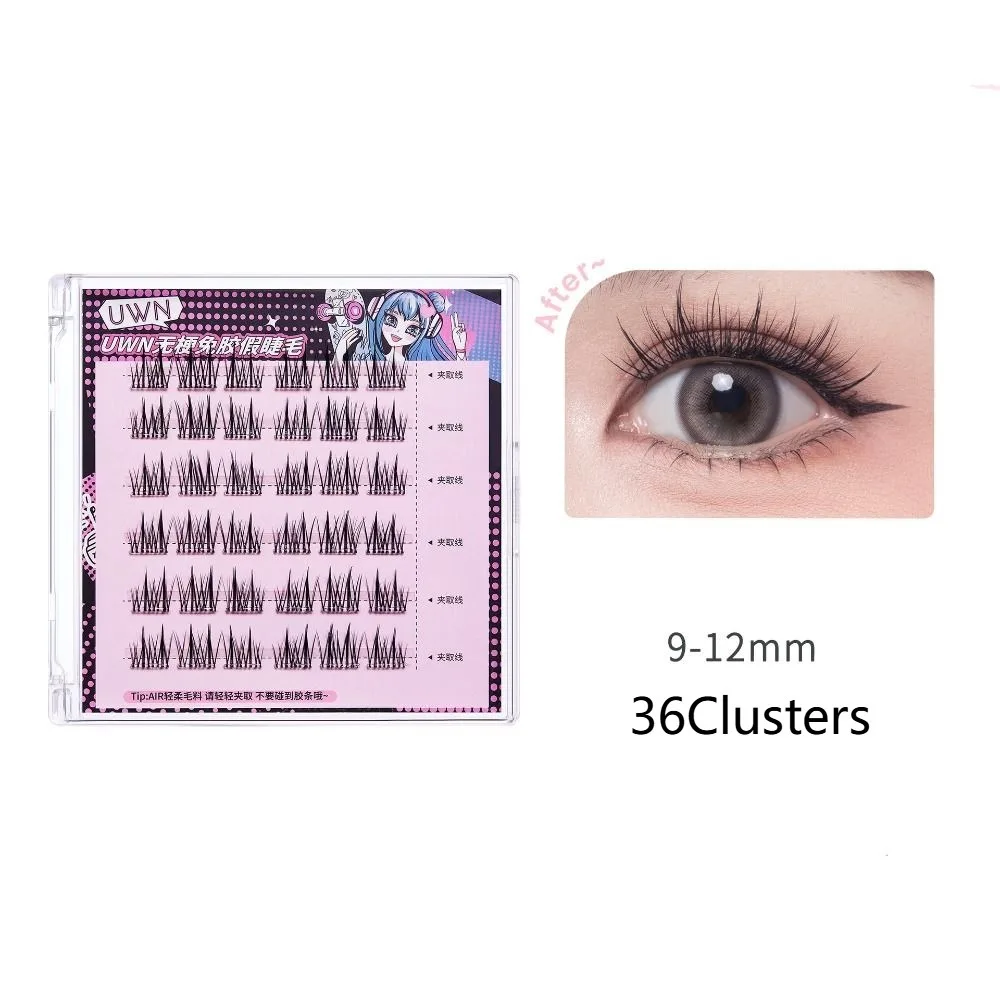 

Fluffy False Cluster Eyelashes Makeup DIY Self-adhesive Lash Clusters Long Lasting Lashes Extension Glue Free False Eyelashes