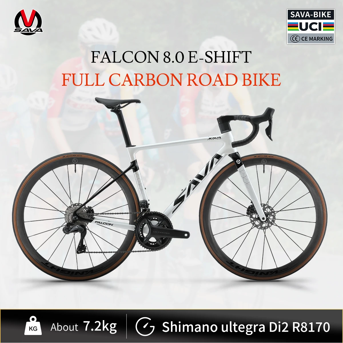 

SAVA Premium Full Carbon Fiber Electronic Shift Road Bike 24 Speed Road Bike Race Bike 7.2kg with SHIMAN0 ULTEGRA 8170 Di2