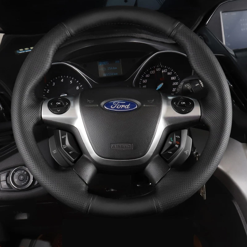 

Artificial Leather for Ford Focus 3 2012-2014 C-MAX 2011-2014 KUGA Escape 2013-2016 Hand Stitched Braid Car Steering Wheel Cover