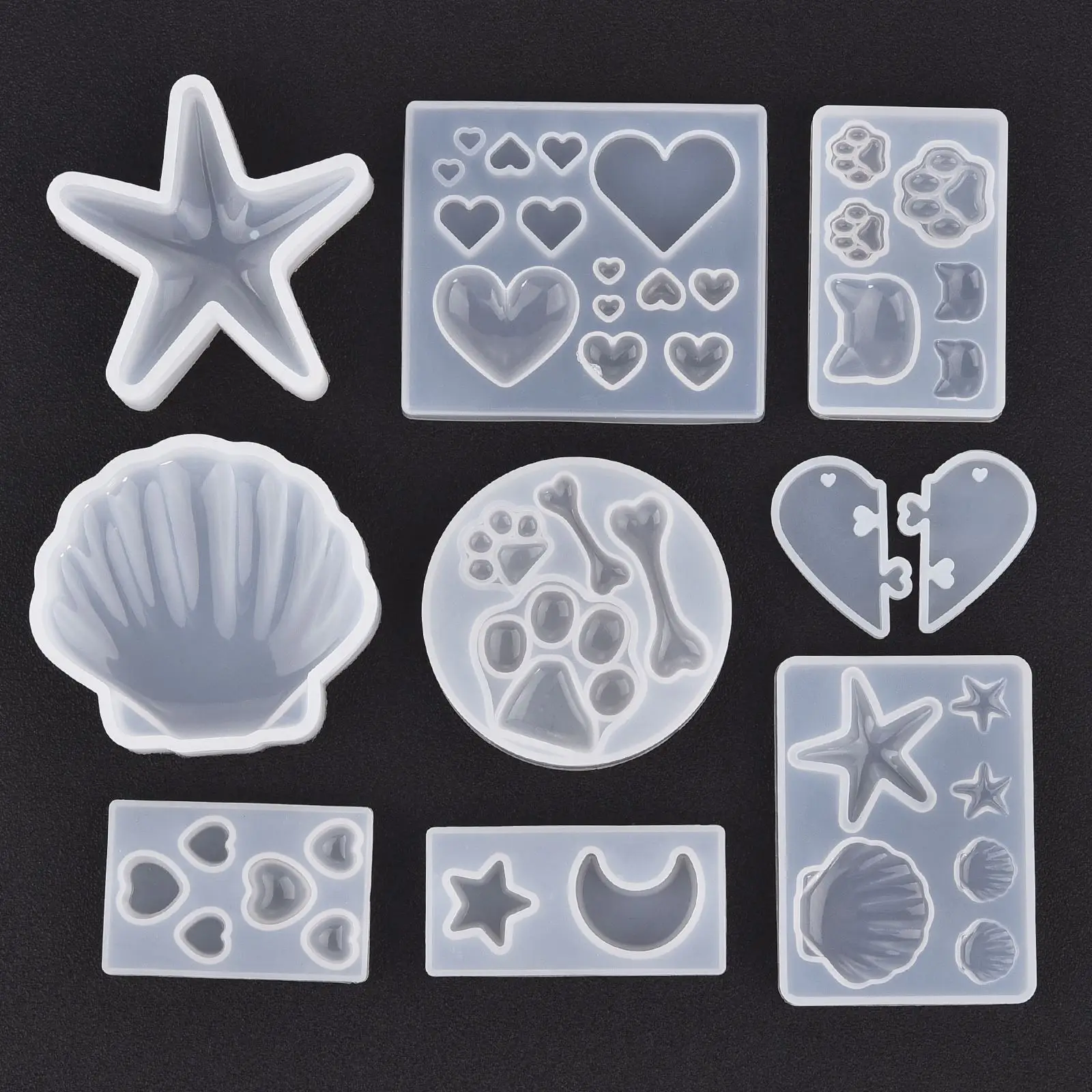 DIY Crystal Epoxy Resin Heart Cat Claw Cabochon Silicone Molds DIY Dried Flowers Jewelry Pendant Moulds UV Resin Mold