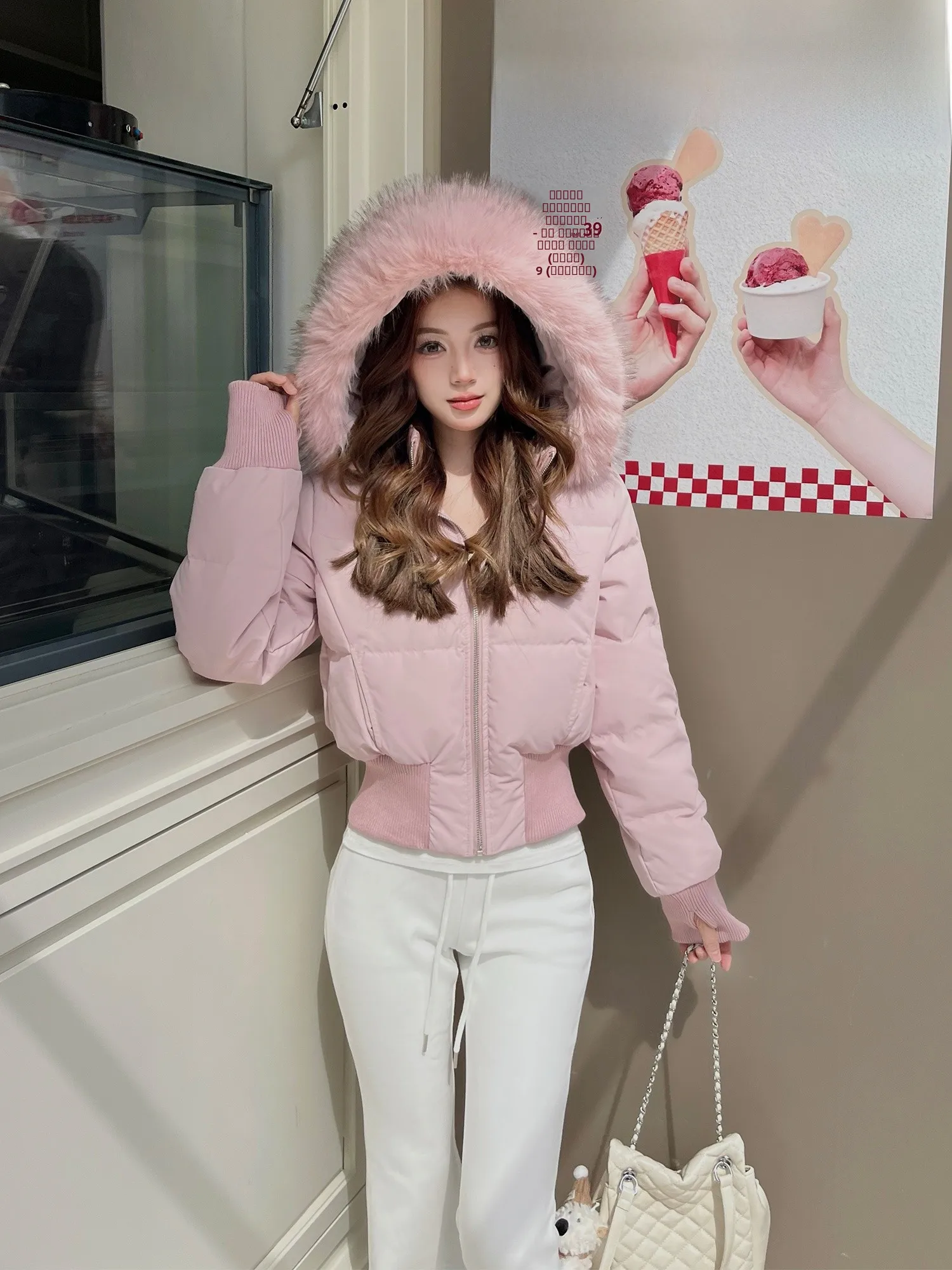 

Женская корейская куртка MOXI с отстегивающимся меховым воротником, укороченная, с поясом, повседневная, простая, пуховая