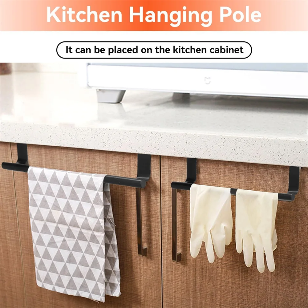 

1pc Towel rack above the cabinet - a convenient and durable electroplated stainless steel kitchen towel rack for cabinet doors