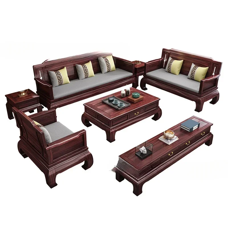 

Golden rosewood solid wood sofa living room villa winter and summer dual-purpose large and small apartment carved furniture