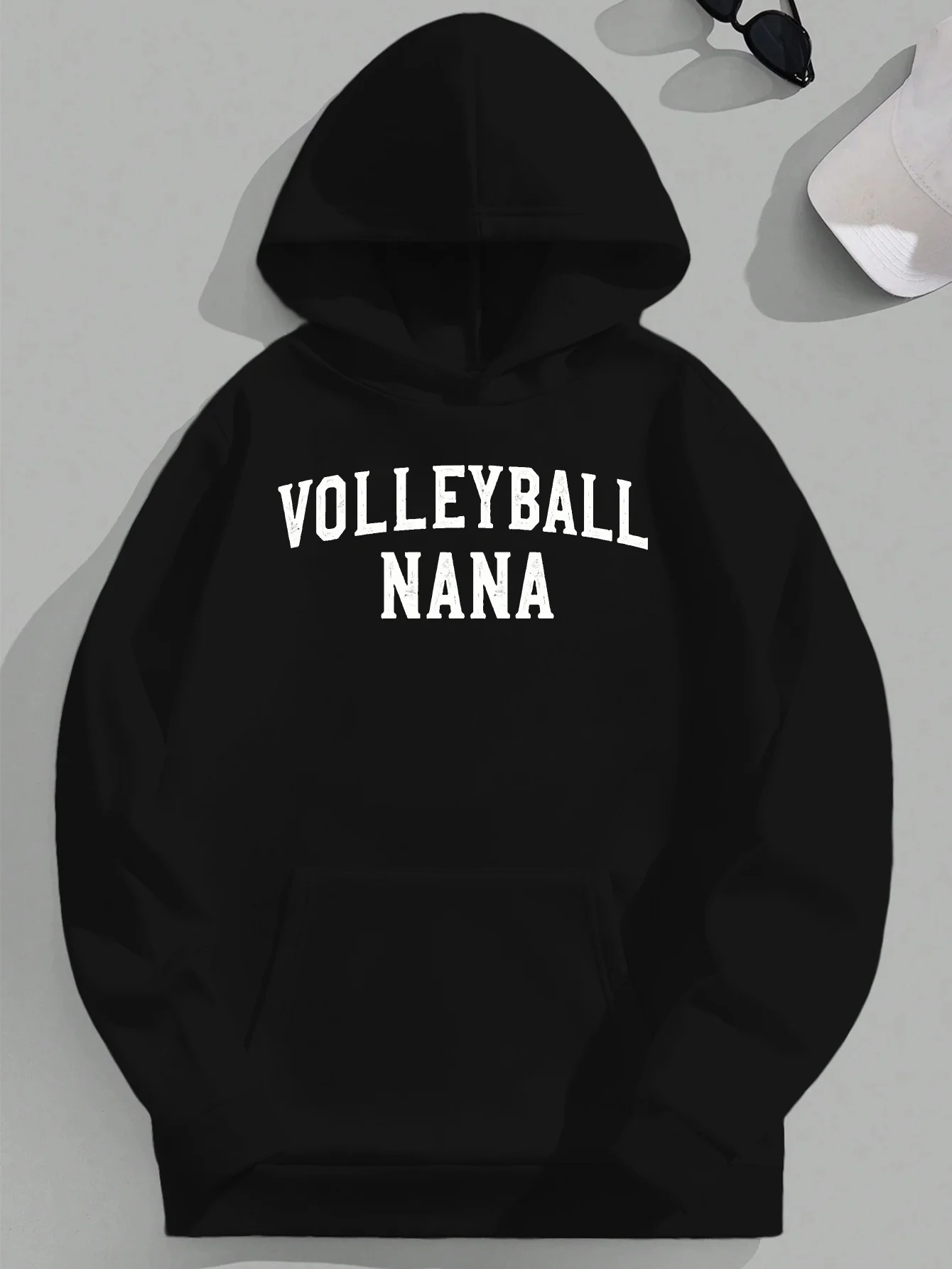 

Толстовка с капюшоном — повседневный спортивный пуловер в школьном стиле Volleyball Nana, свободный крой с буквенным дизайном на передней панели