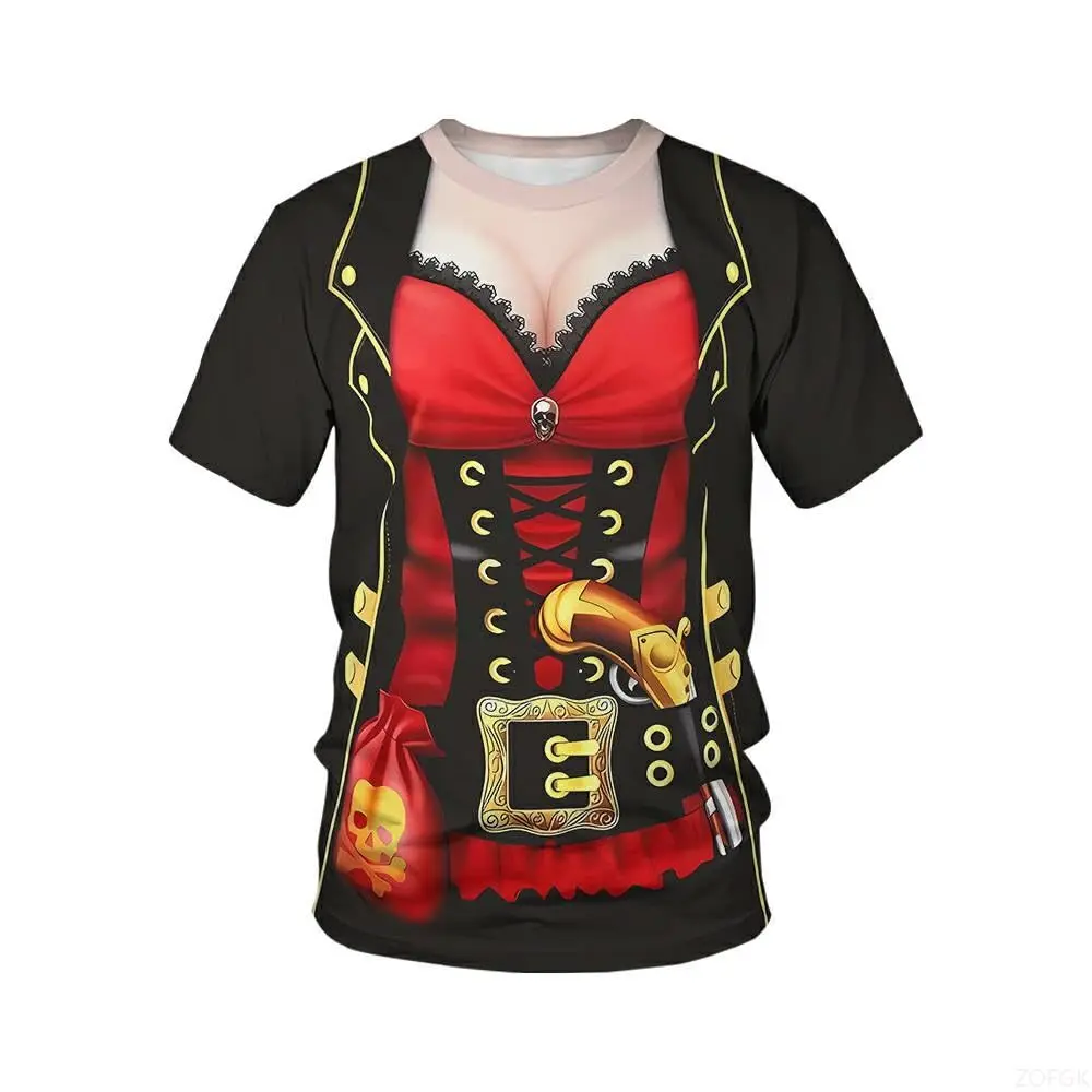 Costume da uomo stampato in 3D T-shirt divertenti Grafica novità Manica corta T-shirt casual Girocollo estivo Maglietta oversize Foe Men