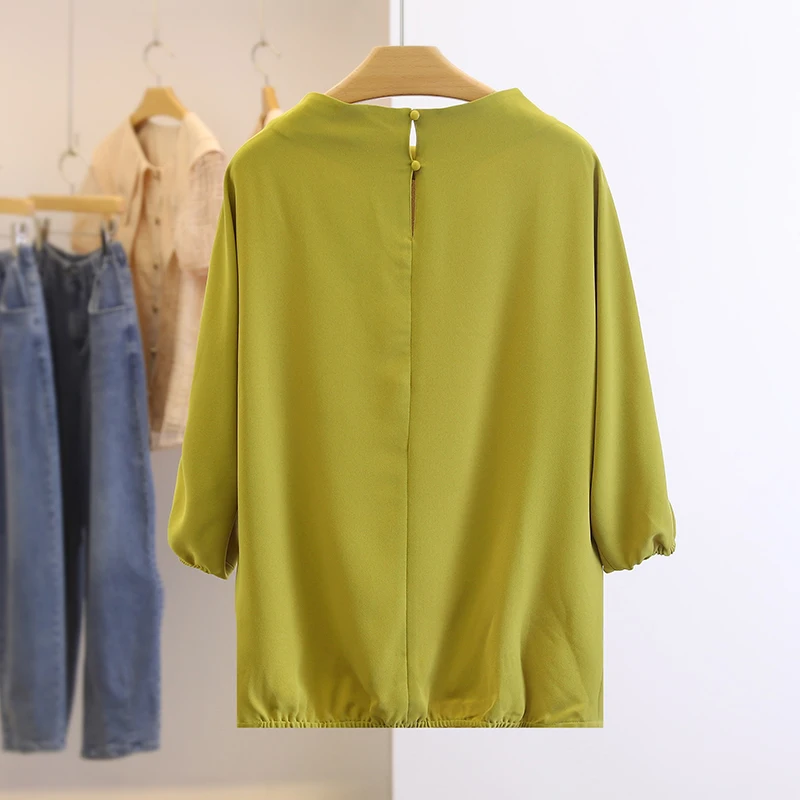 Faionable floral solto redondo ne nove sve camiseta feminina outono novo sle commute sle fibra de poliéster 00%