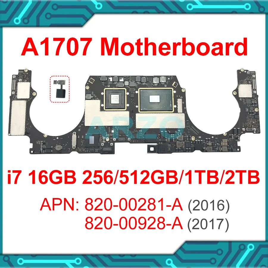 Original A1707 Motherboard CPU i7 256GB 512GB For MacBook Pro