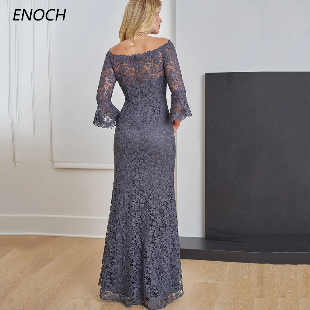 ENOCH Elegant Mother of the Bride Dresses Lace Half Sleeves Illusion Zipper Formal Weddings Party Gown Vestidos De Novia Women