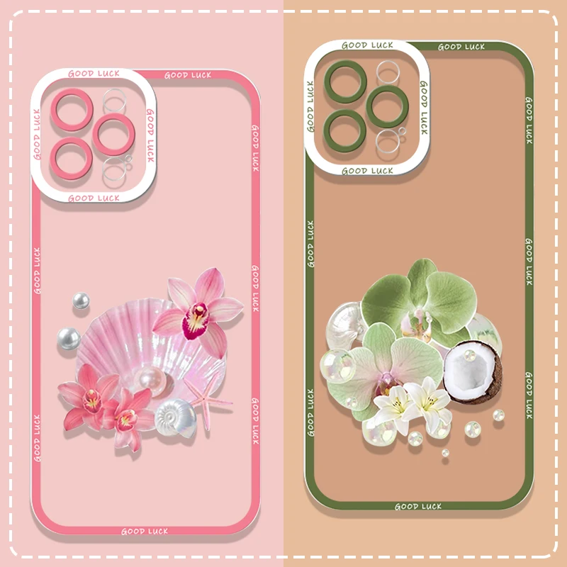 Tropical Summer Beach Phone Case for Samsung Galaxy A57 A55 A54 A53 A52 A37 A51 A36 A14 A56 Seashell Hibiscus Fruit Soft Covers