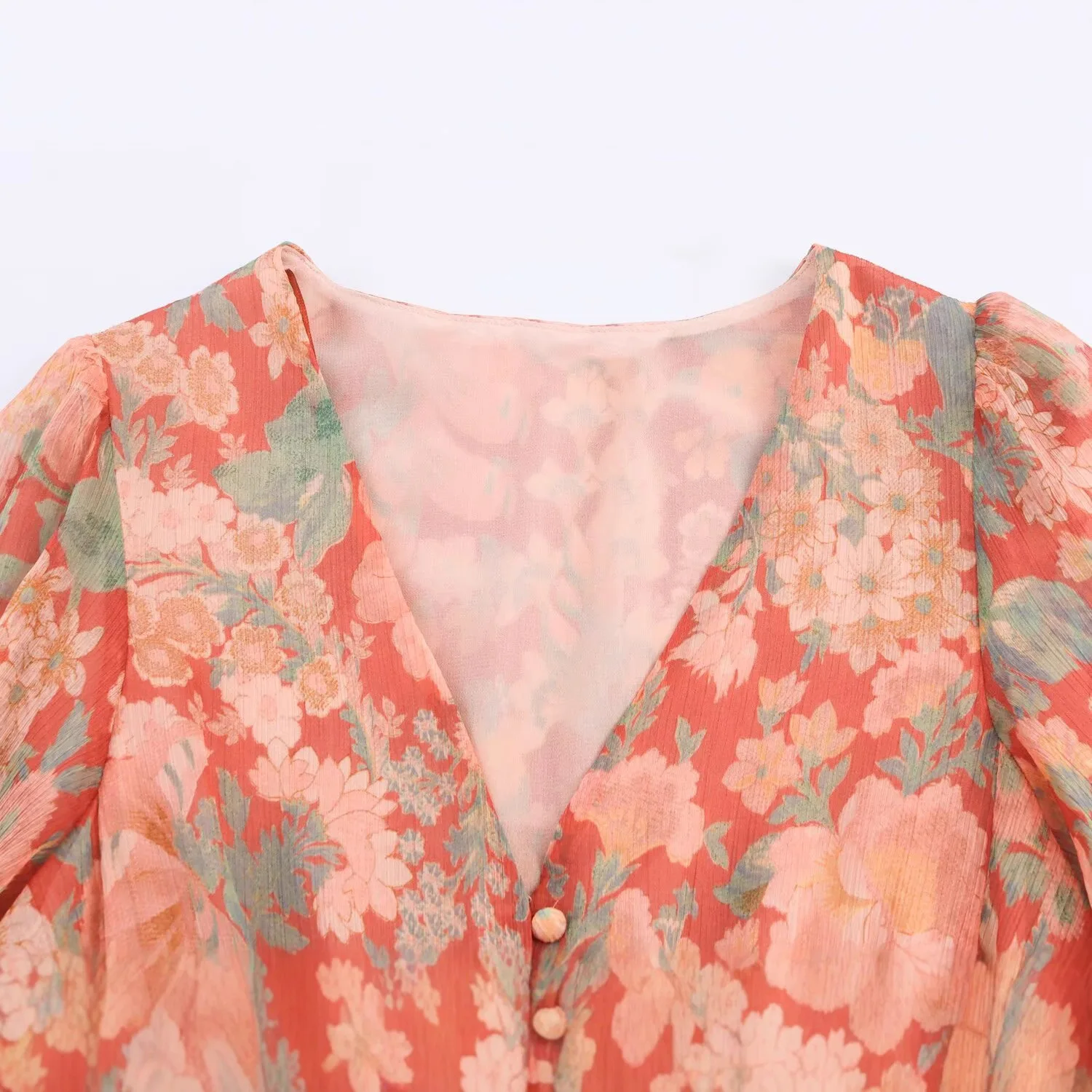 Faionable imprimé fleuri boutonné v-ne lanterne Sve ort taille cintrée Dr femmes automne 2025 nouveau Sle a-ligne Dr