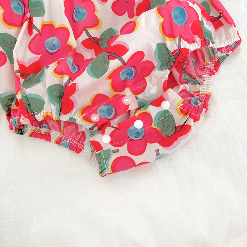 Summer Newborn Infant Baby Girls Cotton Rompers Cute Kids Flower One Piece Korean Fashion Casual Soft Baby Clothing