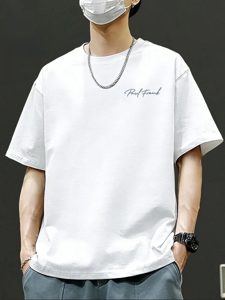 

M ort Sve T-irt Cotton Breathable Printed Casual Summer Faion Brand Lettering f Sve Tee for Men