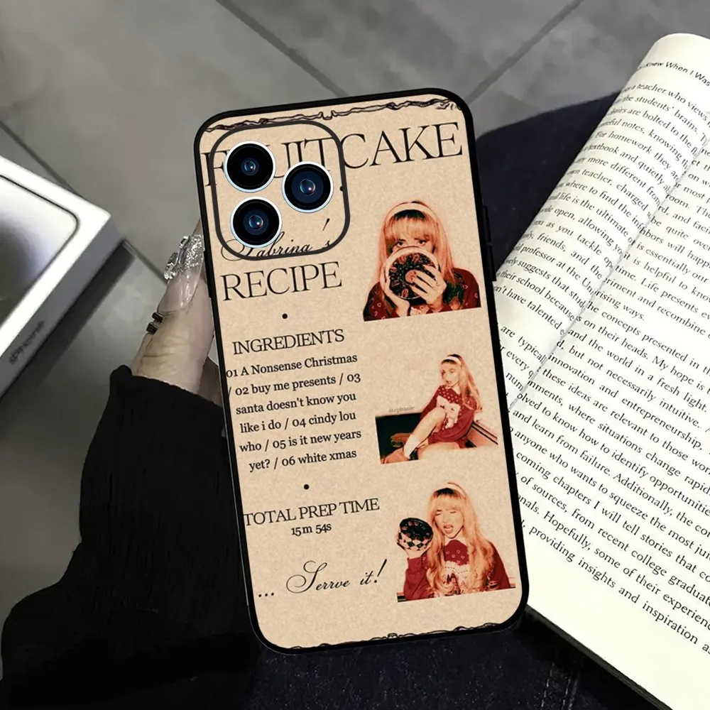 Singer Sabrina Carpenter Phone Case iphone13 12 11 14 15 Pro Max XS Max XR X 14 15Plus Black Silicone Soft  Cover