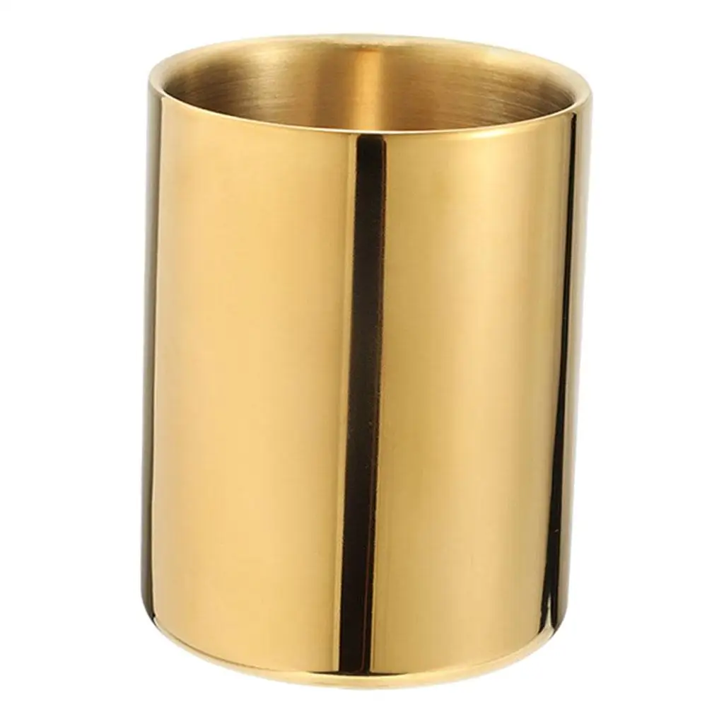 Pencil and Pen Holder Round Stainless Steel Desktop Organizer and Cup Storage Box for Office,,Home and .1×3.1 inch