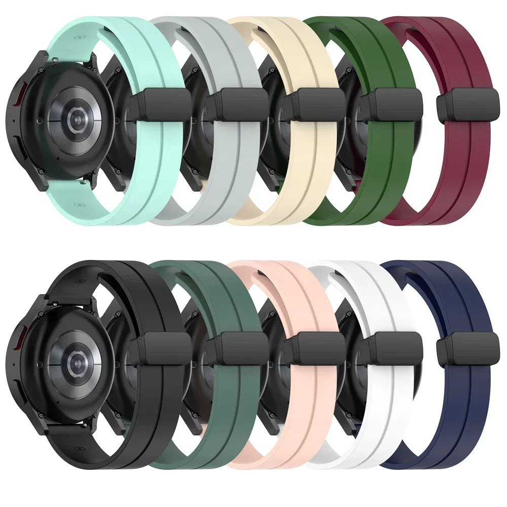 20 22mm Silicone Magnetic Clasp Strap for Samsung Galaxy Watch 7/6/4/5 Pro/classic/gear S3/active 2/Watch3 45mm Sports Watchband